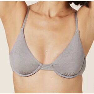 Andie Swim Sicily Bikini Top in Metallic Silver Size XS NEW